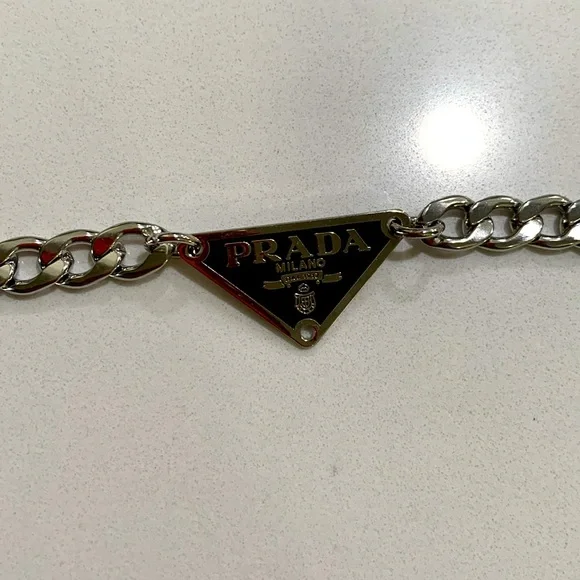 Authentic Prada Silver Chain with Logo Emblem - Picture 3 of 6